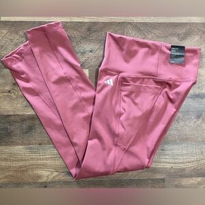Adidas Optime Stash Pocket 7/8 Training Leggings in Pink Strata